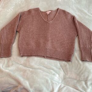 Sincerely Jules V-Neck Brown Sweater Ribbed Knit
